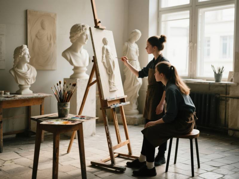 画室里的艺术创作图片