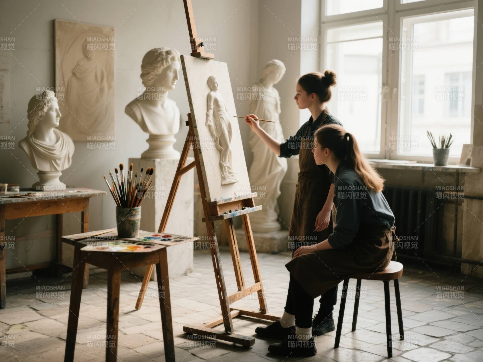 画室里的艺术创作图片