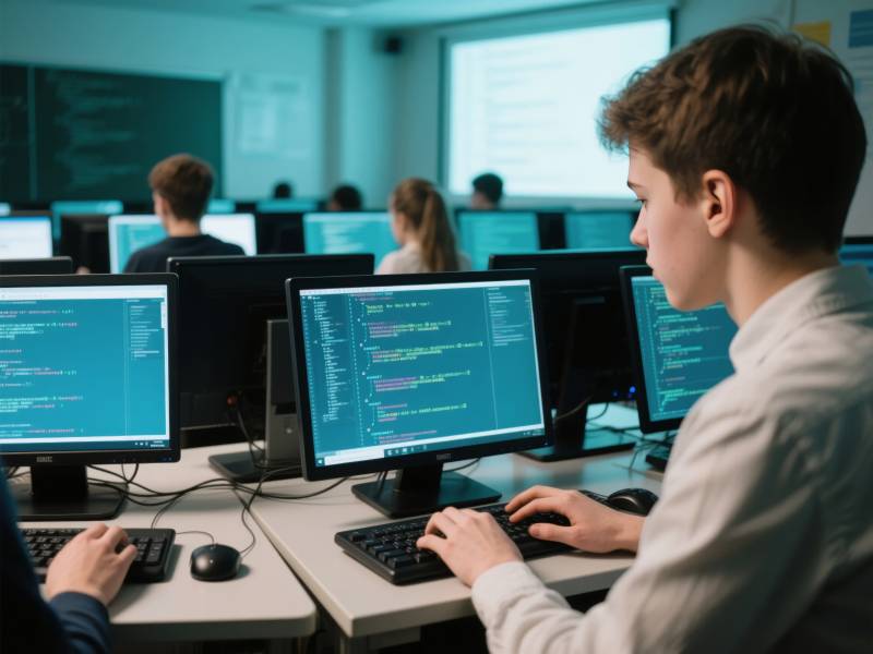 编程课堂专注学习图片