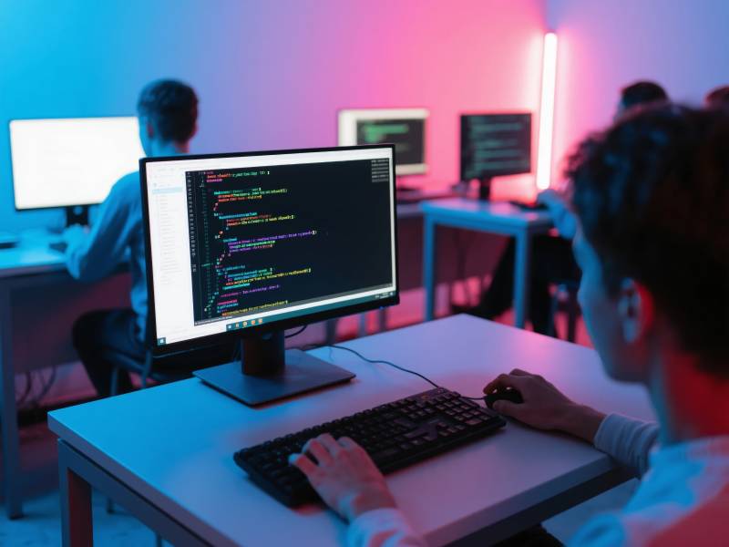 程序员专注编码图片