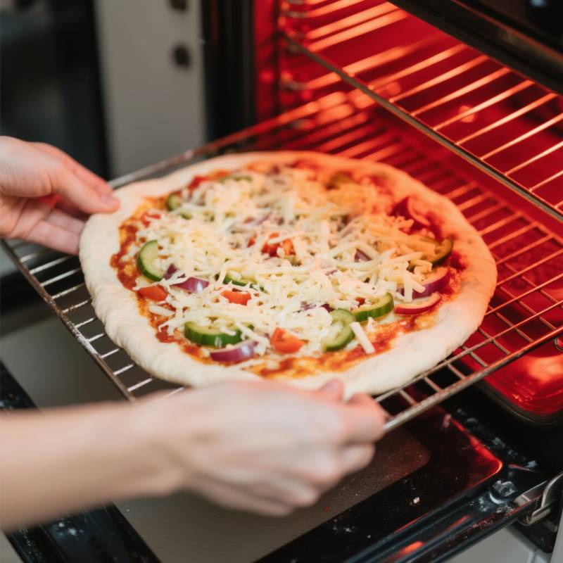 烤箱中的披萨图片