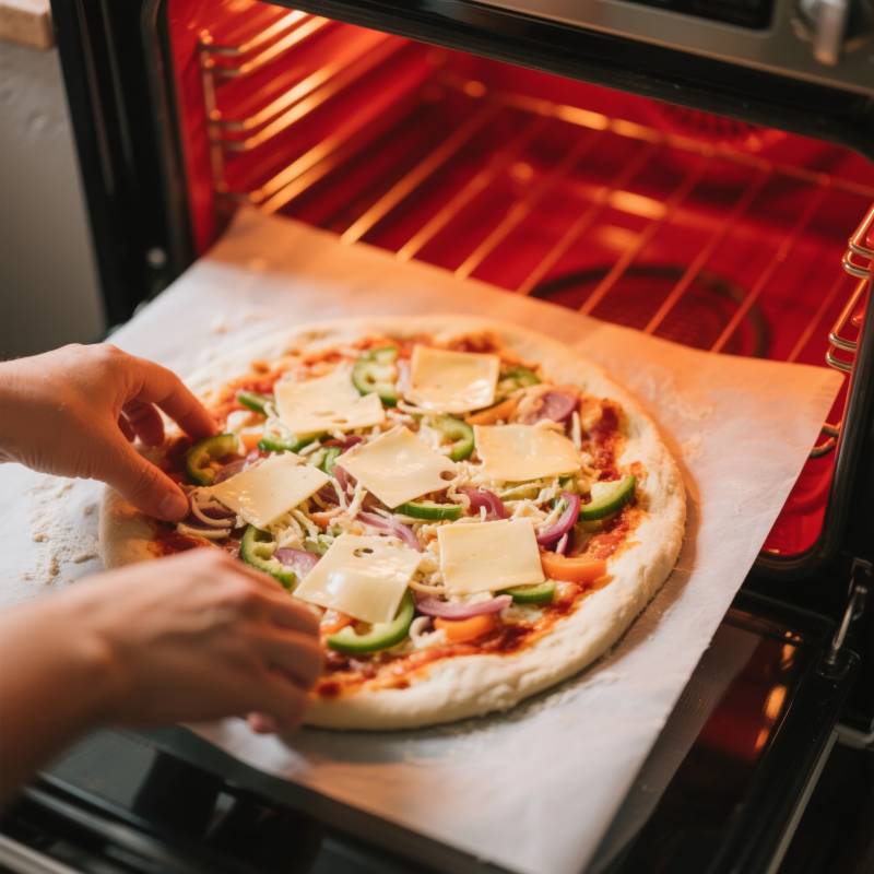 烤箱中的披萨制作图片