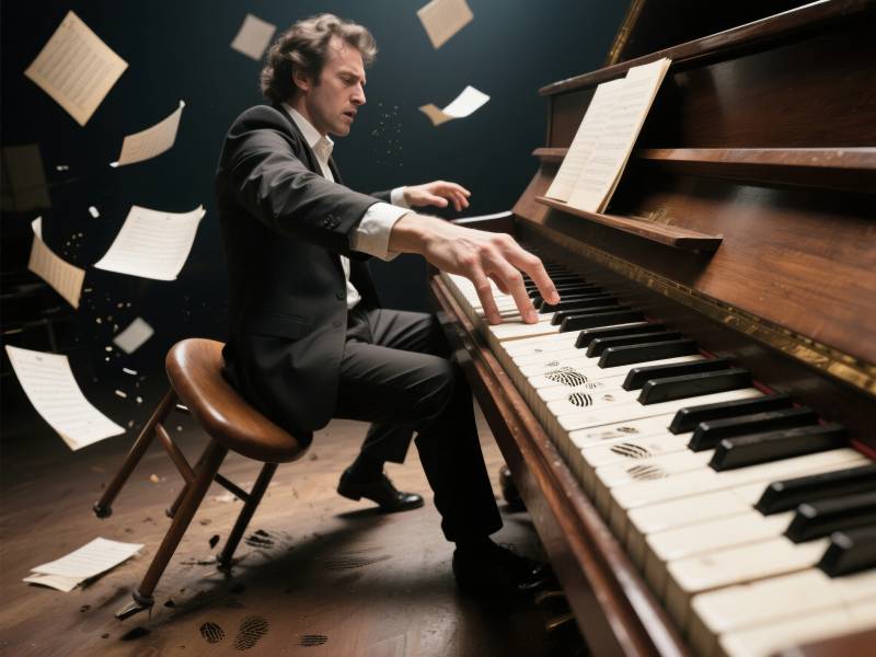 钢琴家激情演奏图片