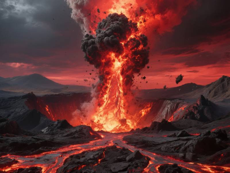 火山喷发 烈焰冲天图片