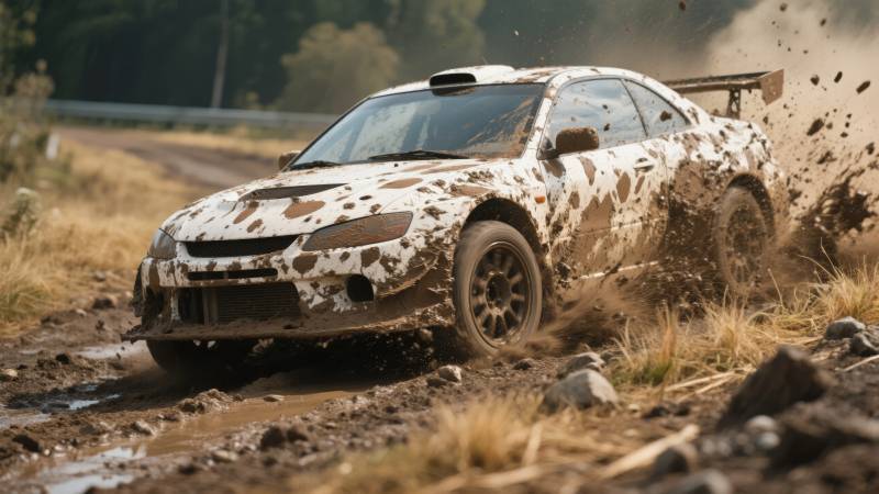 泥地疾驰的赛车图片