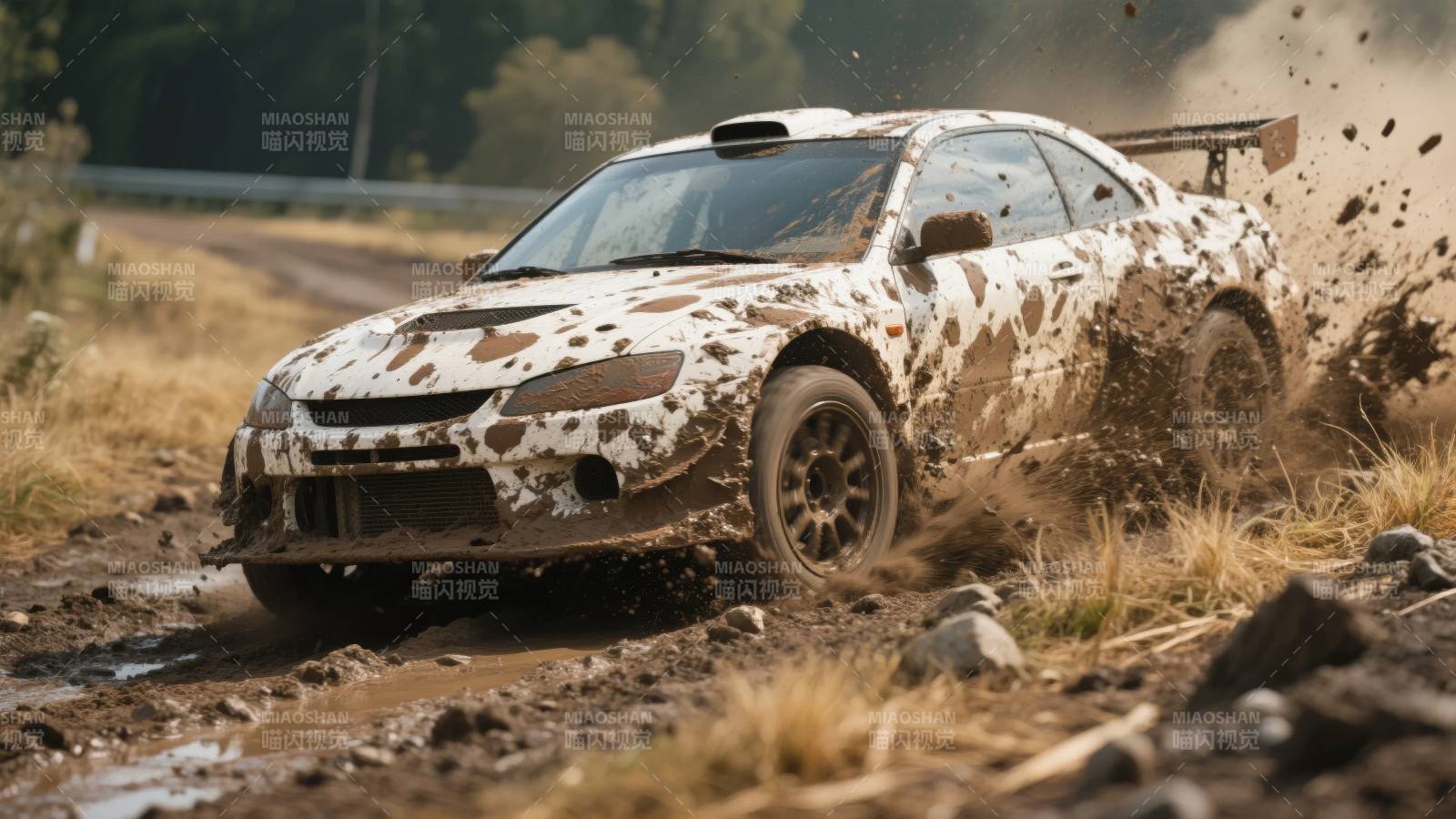 泥地疾驰的赛车图片