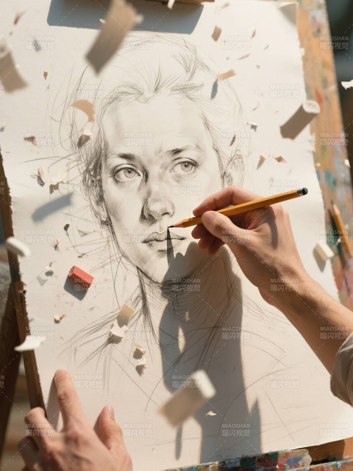 素描肖像创作瞬间图片