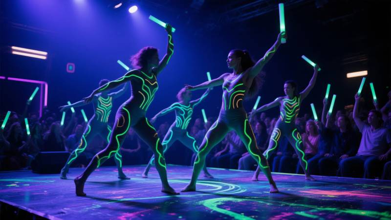 荧光舞者炫彩舞台图片