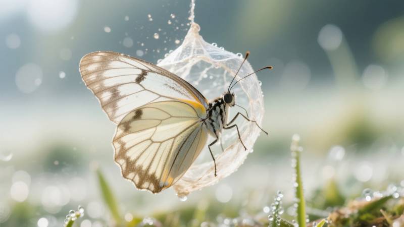 蝶破茧而出图片