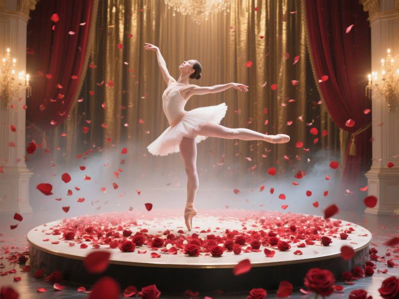芭蕾舞者玫瑰纷飞图片