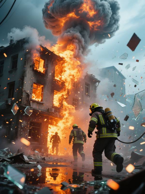 烈火中的救援图片