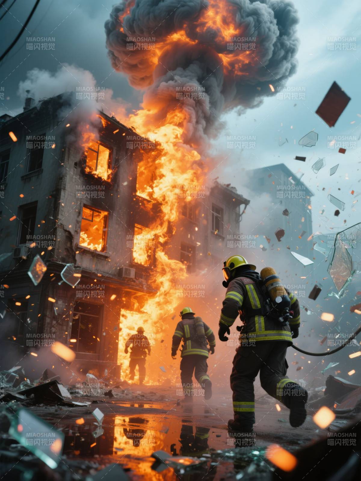 烈火中的救援图片