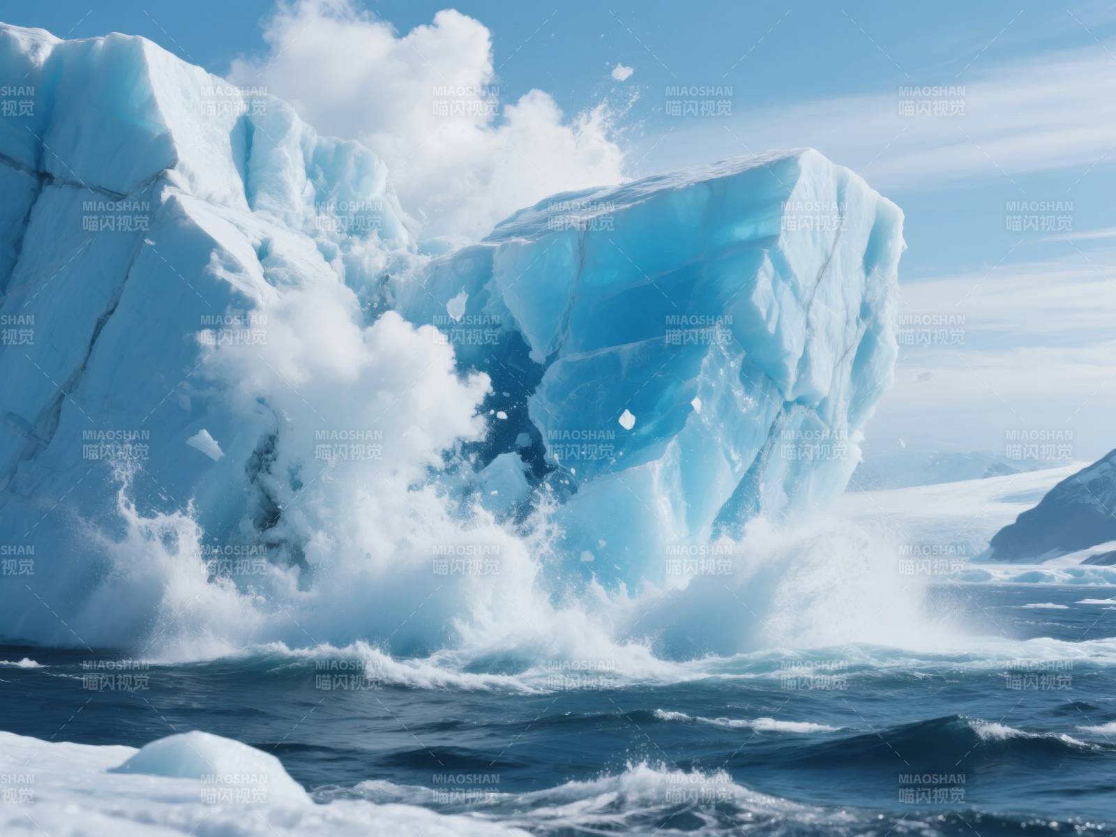 冰山崩裂瞬间图片
