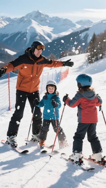 雪地亲子滑雪乐图片