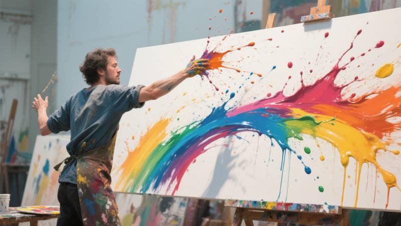 色彩飞溅的创作瞬间图片