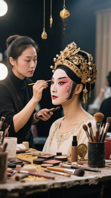 京剧妆容精致呈现图片