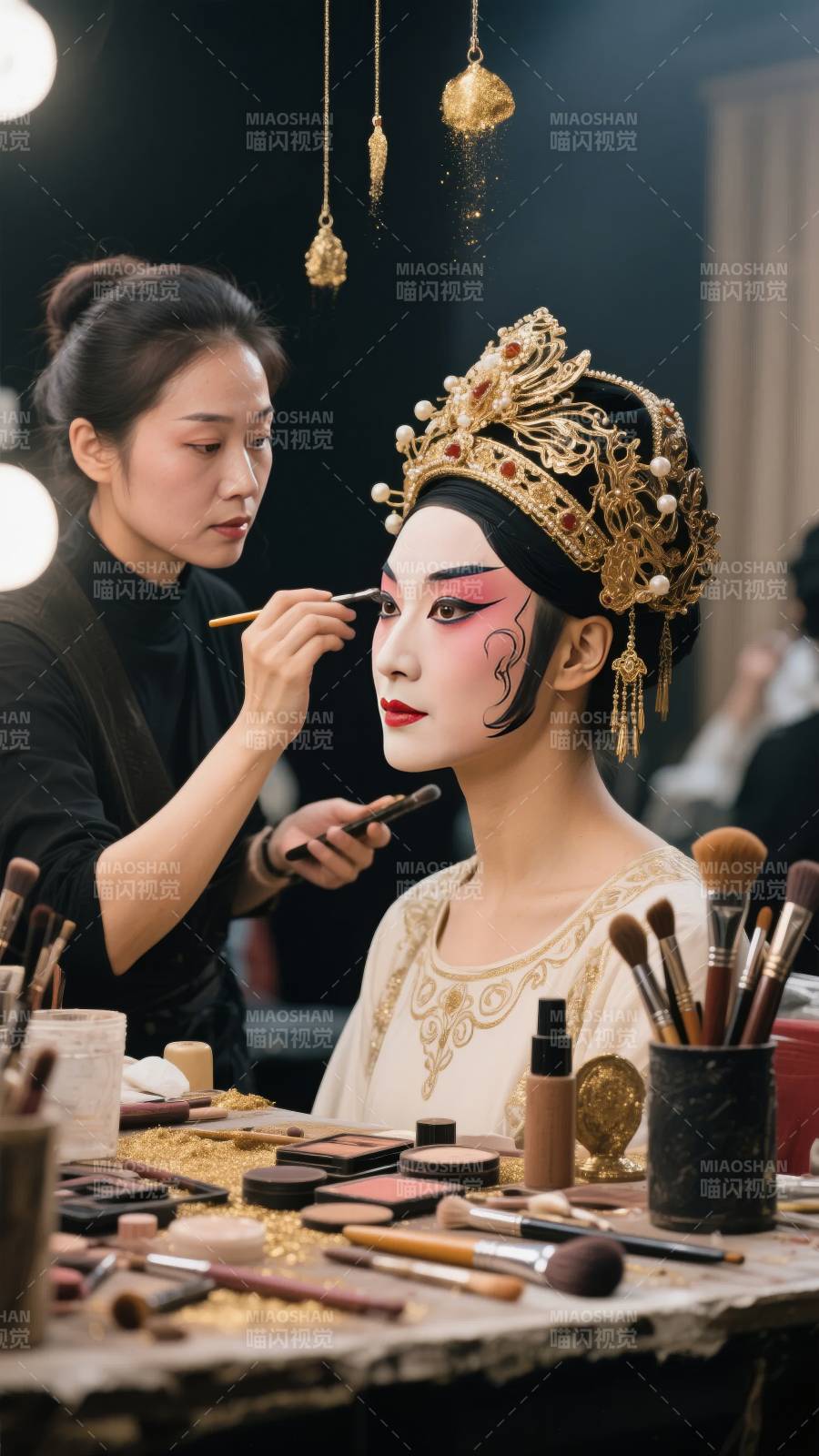 京剧妆容精致呈现图片