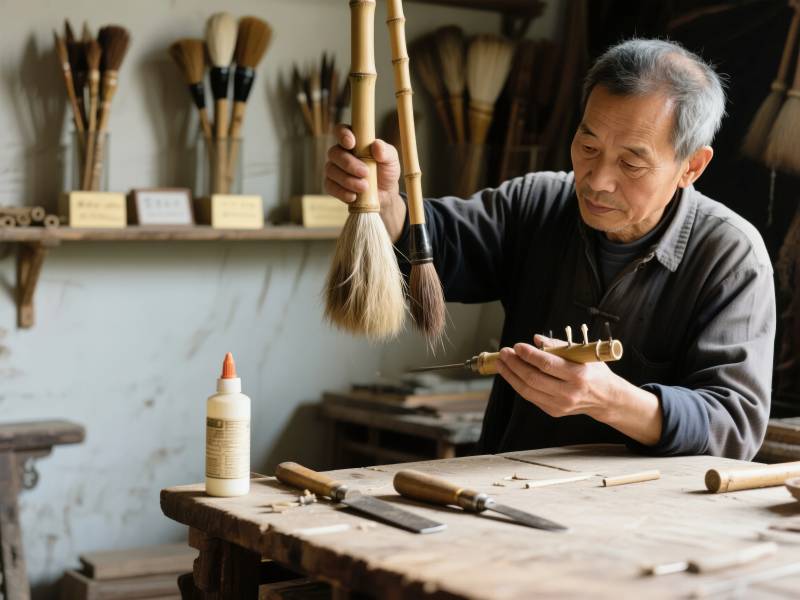 匠人制扫帚图片