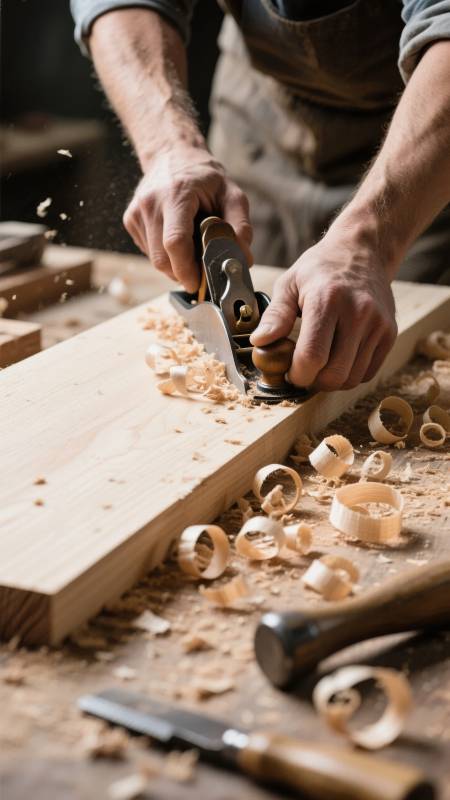 木工刨削木板图片