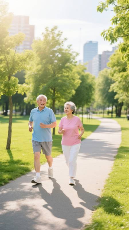 夕阳下的晨跑时光图片