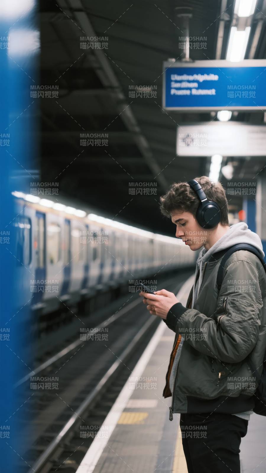 地铁站等车的年轻人图片