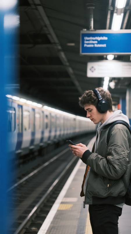 地铁站等车的年轻人图片