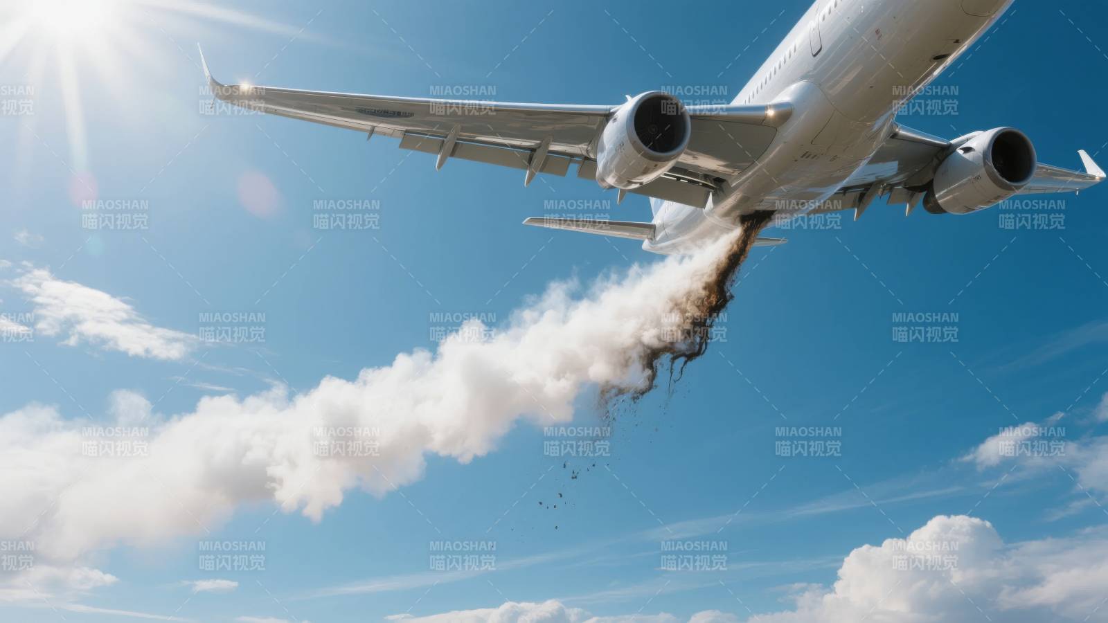 飞机空中冒烟图片