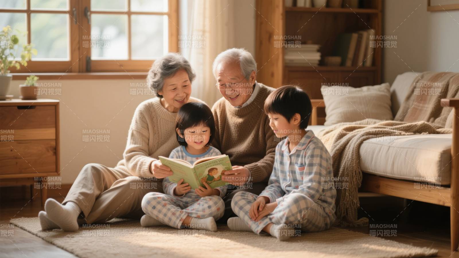 祖孙共读温馨时光图片