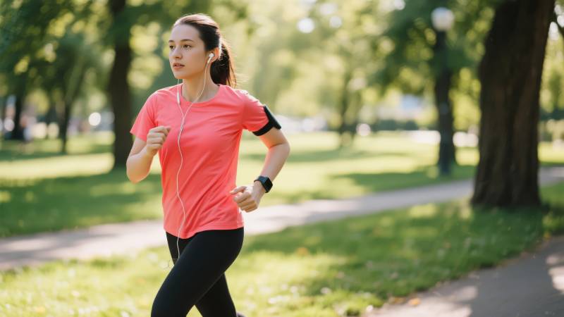 公园晨跑的女子图片