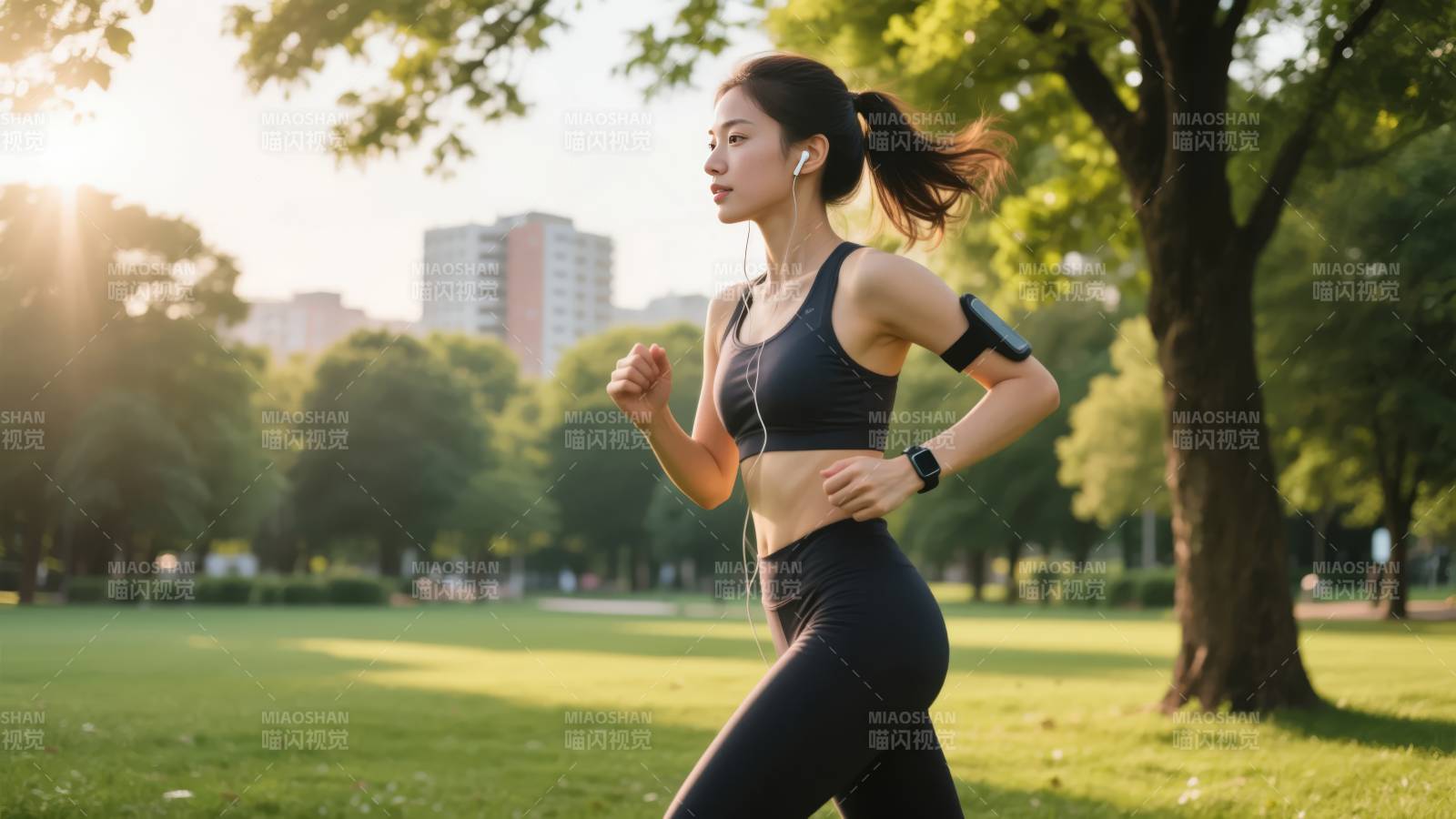 晨跑公园美景图片