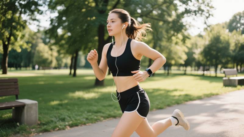 公园晨跑女子图片