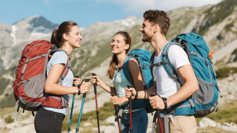 登山三人行图片