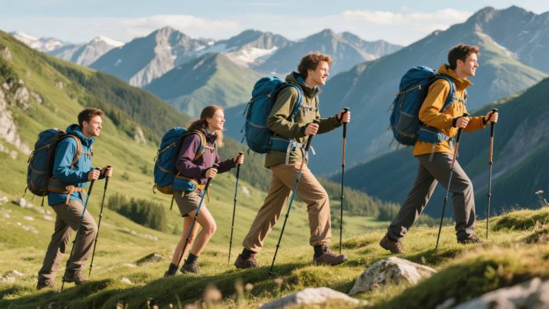 山间徒步旅行图片