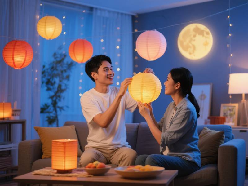 月下共赏灯笼图片