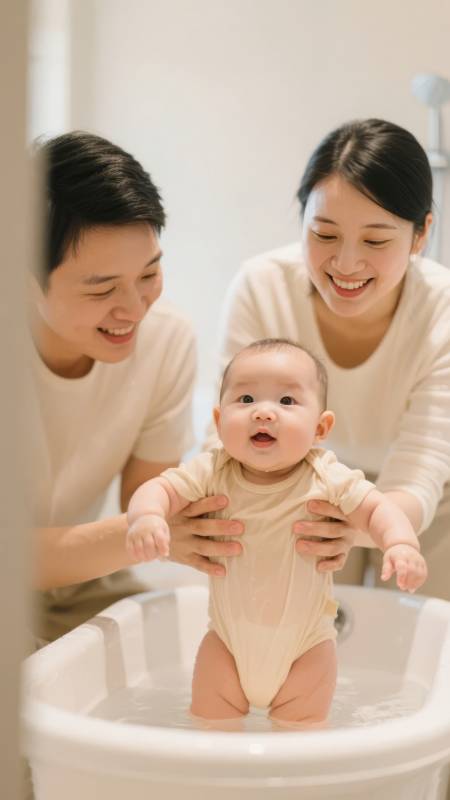 温馨家庭沐浴时光图片