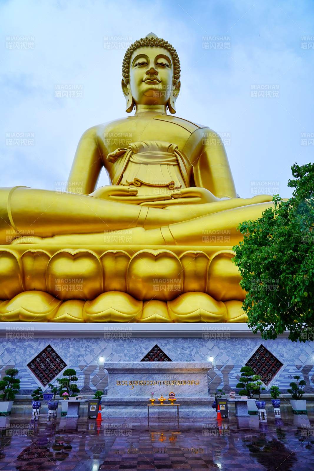 泰国金色佛像庄严静坐图片