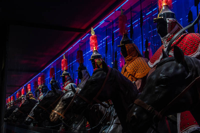 博物馆中清朝八旗骑兵图片