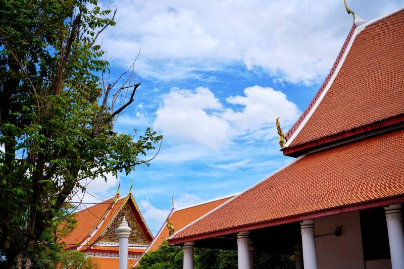 庙宇红瓦映蓝天图片