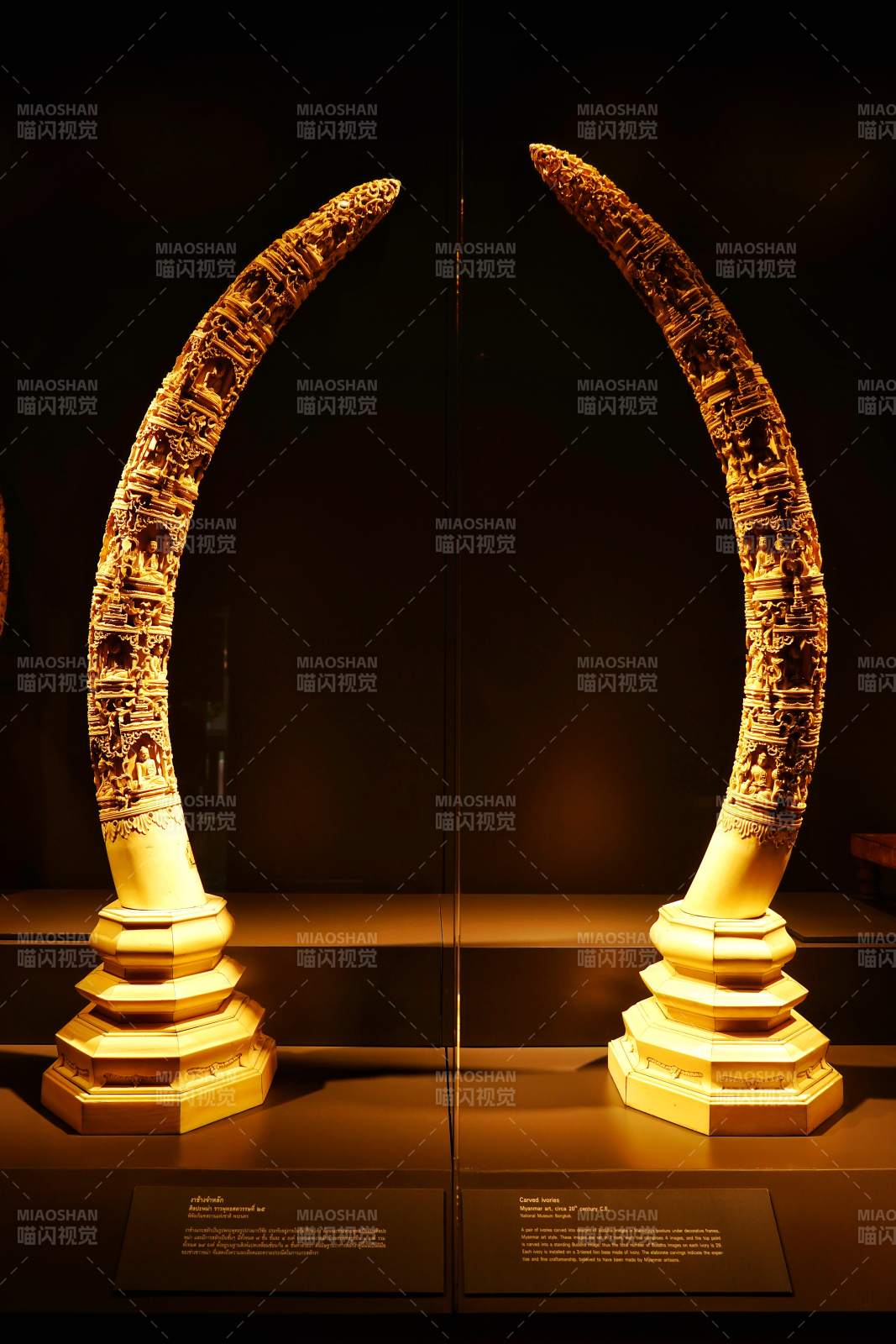 泰国博物馆精美象牙雕饰图片