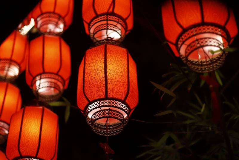 红灯笼夜景图片