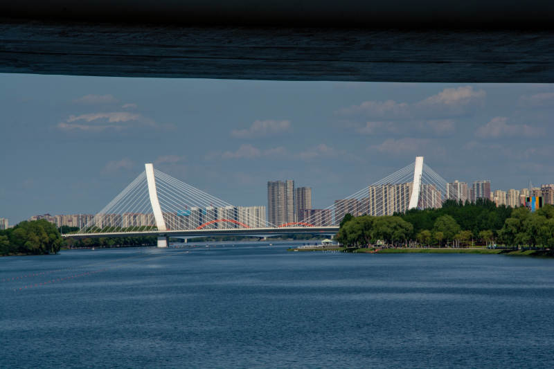 桥影湖光城景图片