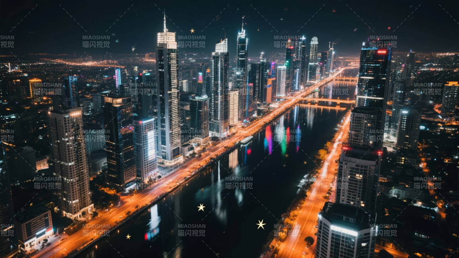 夜幕下的城市天际线图片