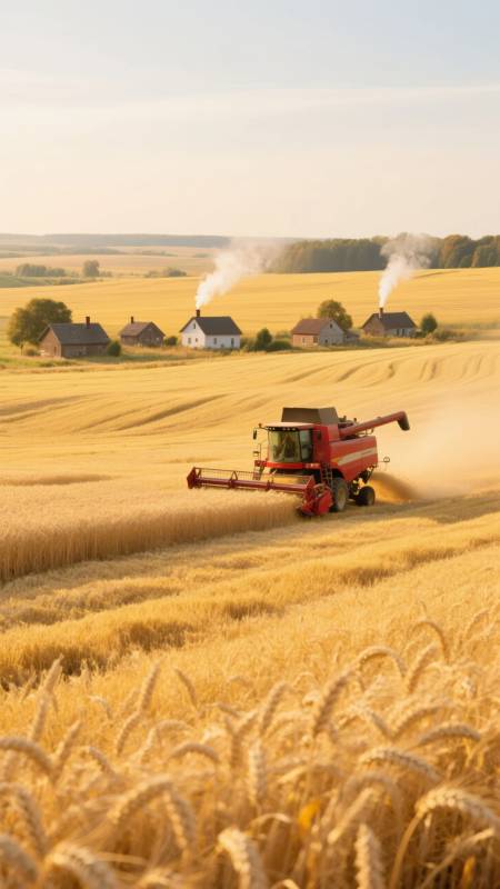 金秋麦收景象图片