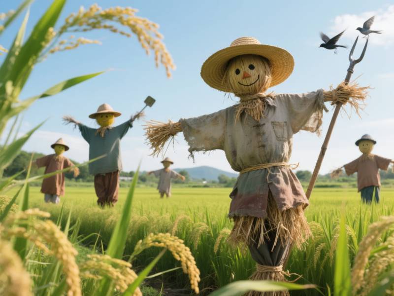 稻田里的稻草人图片