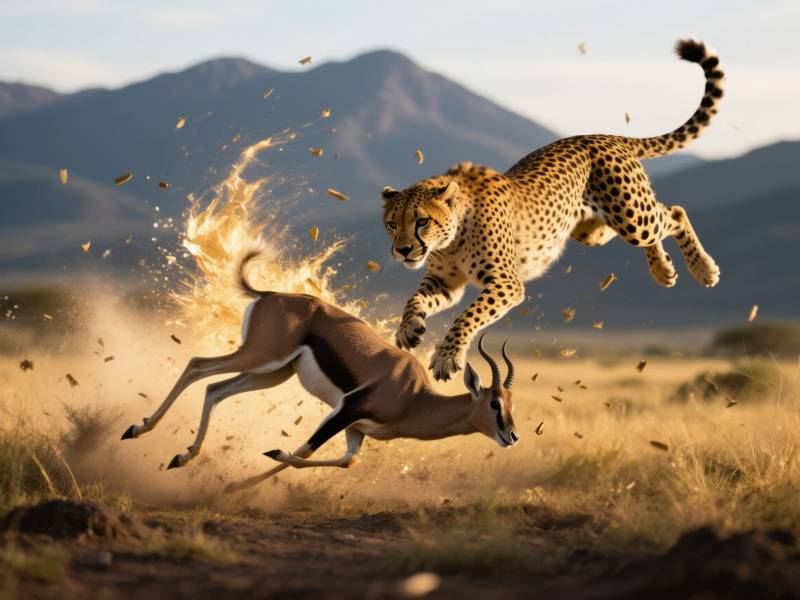 猎豹捕猎瞬间图片