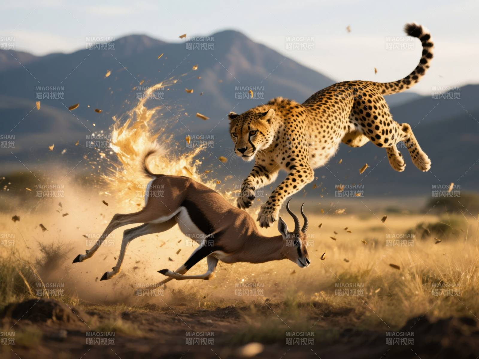 猎豹捕猎瞬间图片