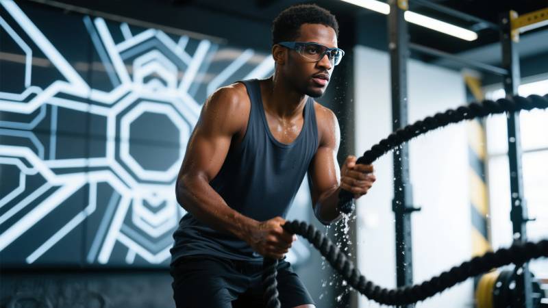 健身房挥绳训练图片