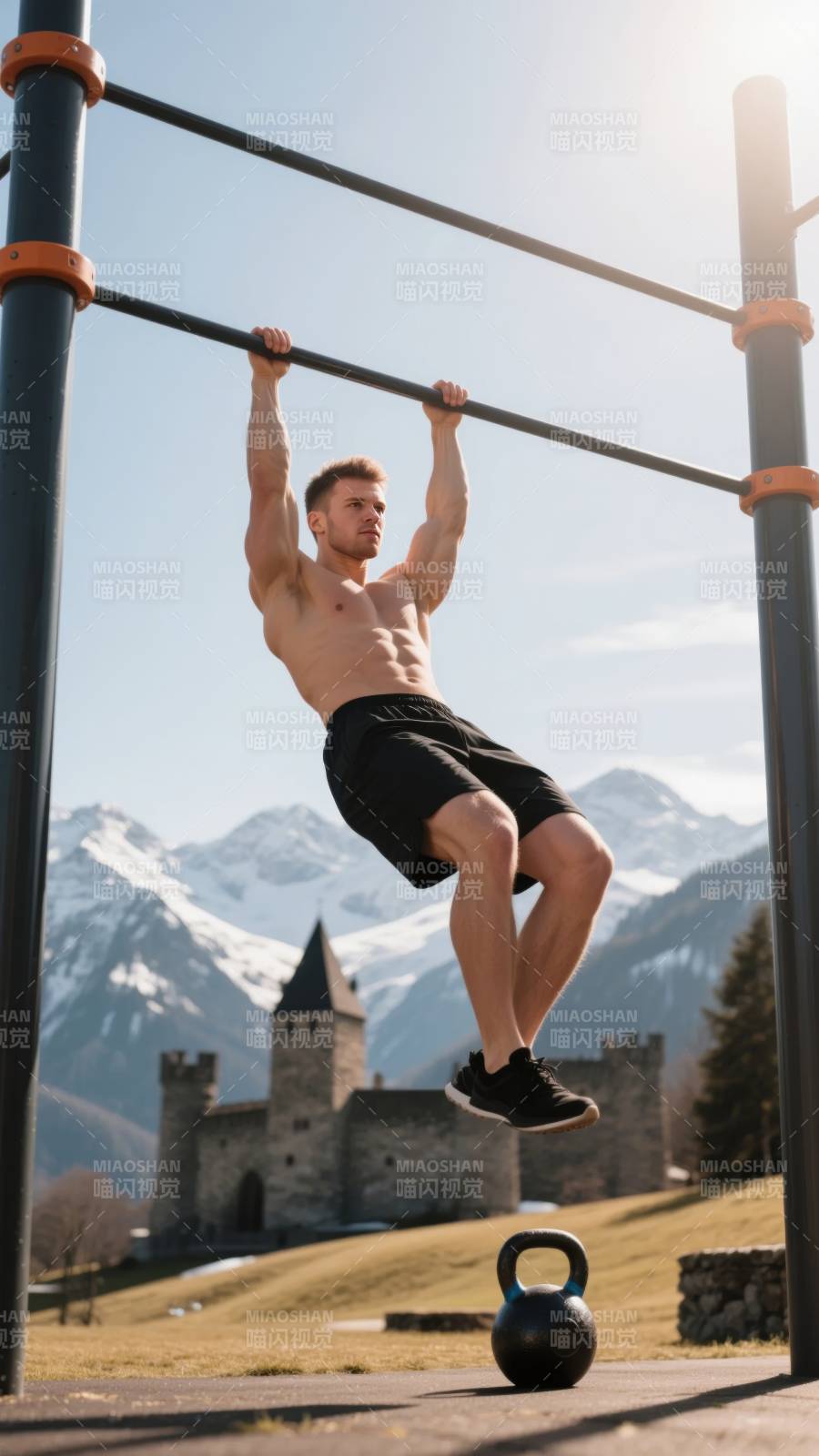 山间健身 力量与美景图片