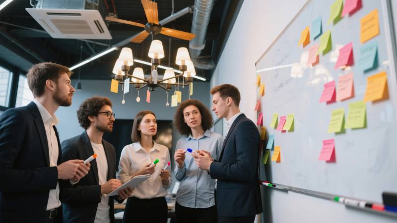 团队协作讨论中图片