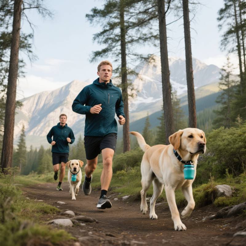 山林奔跑 人狗同行图片